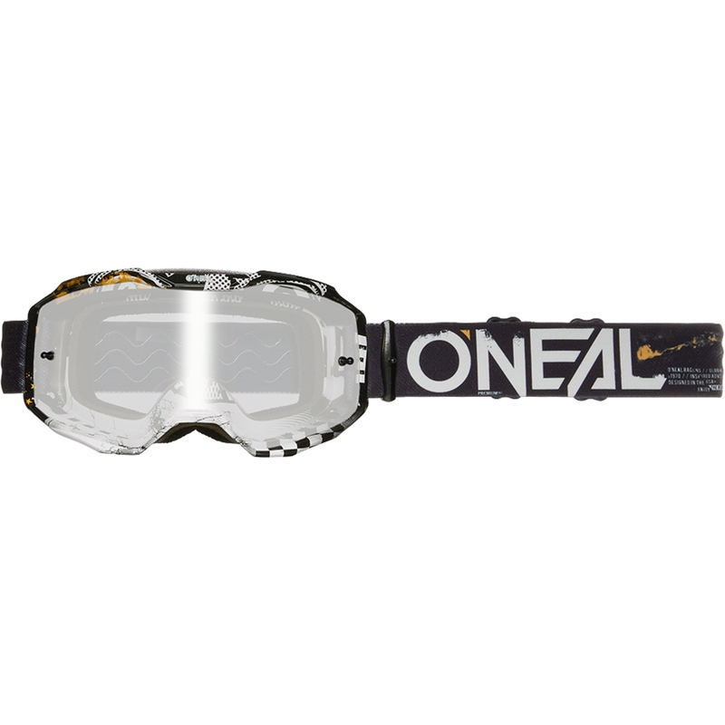 Motocrossbril O´Neal B-10 Attack zwart-wit (spiegelend zilverkleurig plexiglas)