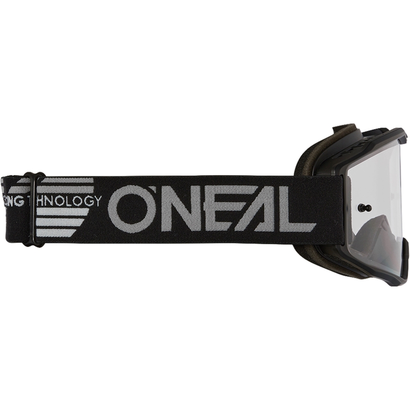 Motocrossbril O´Neal B-10, effen zwart (spiegelend zilverkleurig plexiglas)