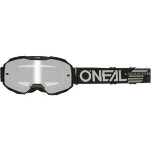 Motocrossbril O´Neal B-10, effen zwart (spiegelend zilverkleurig plexiglas)