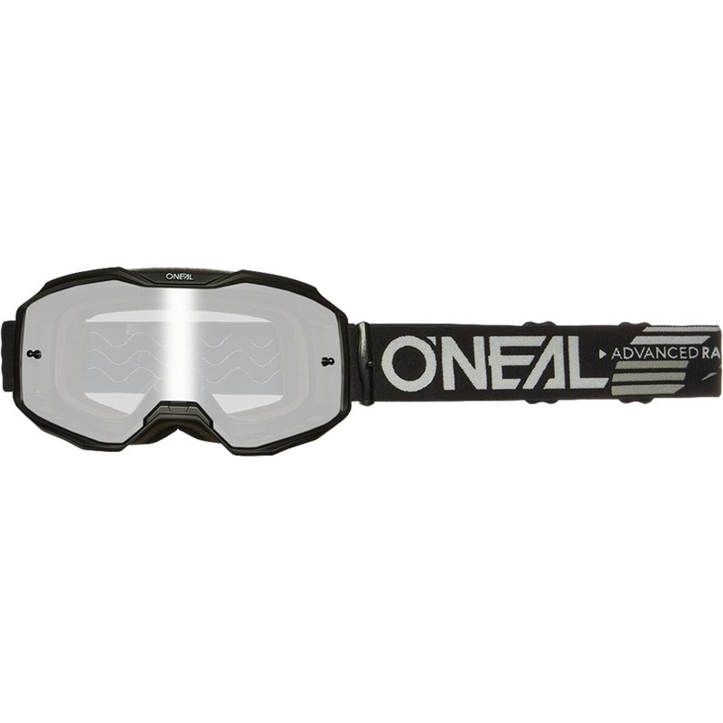 Motocrossbril O´Neal B-10, effen zwart (spiegelend zilverkleurig plexiglas)