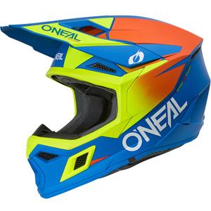O'Neal 3SRS kindermotocrosshelm, effen matblauw met fluorescerend geel.