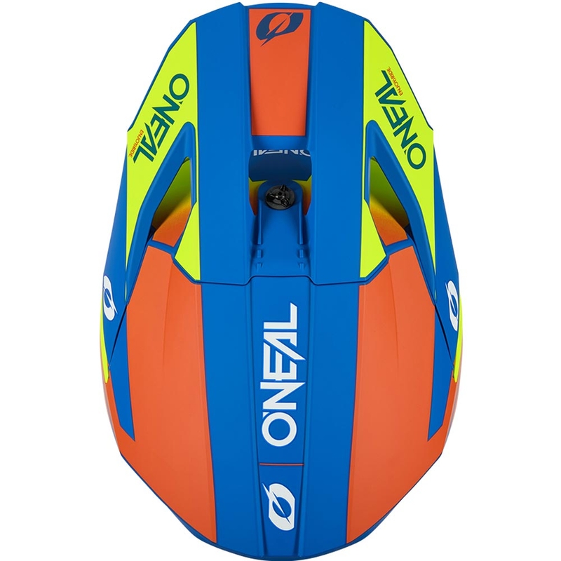 O'Neal 3SRS kindermotocrosshelm, effen matblauw met fluorescerend geel.
