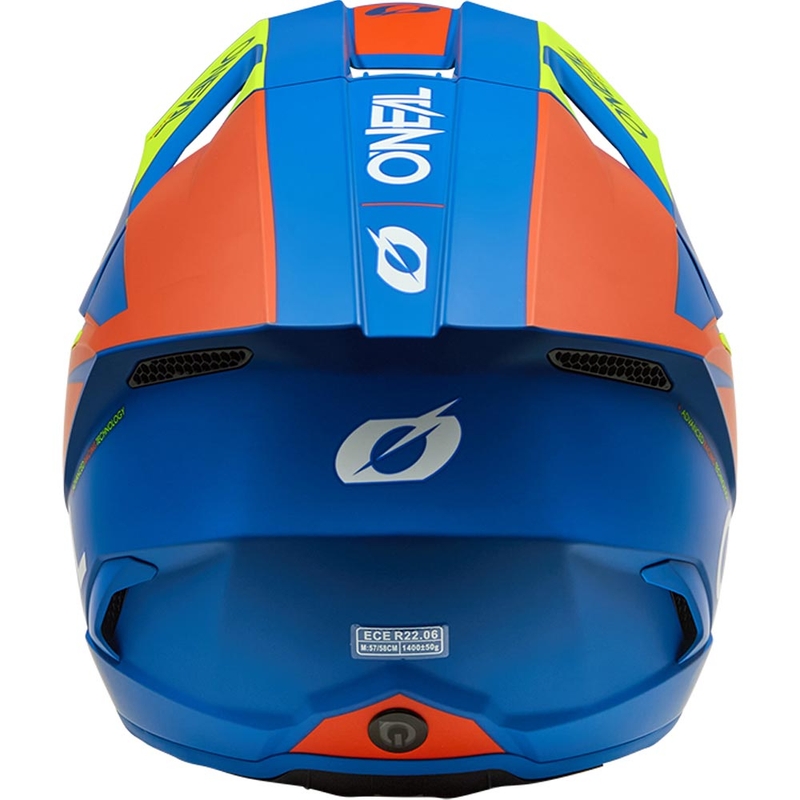 O'Neal 3SRS kindermotocrosshelm, effen matblauw met fluorescerend geel.