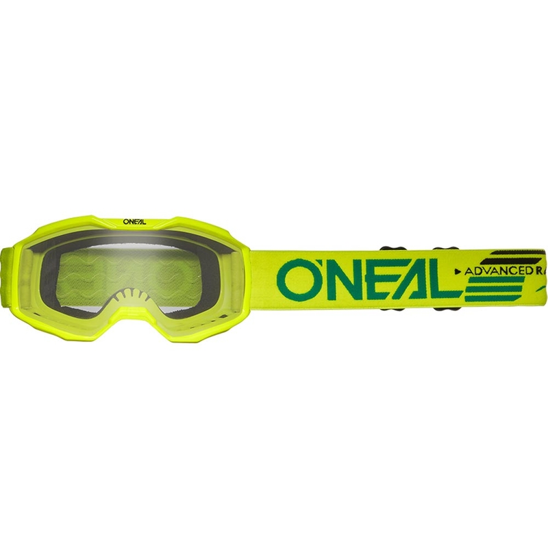 O'Neal B-10 kindermotocrossbril, effen fluorescerend geel met transparant plexiglas.