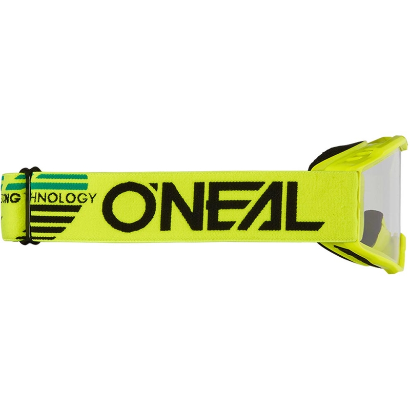 O'Neal B-10 kindermotocrossbril, effen fluorescerend geel met transparant plexiglas.