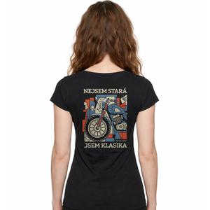 Dames T-shirt van Nanosilver met de tekst "I AM A CLASSIC" in zwart.