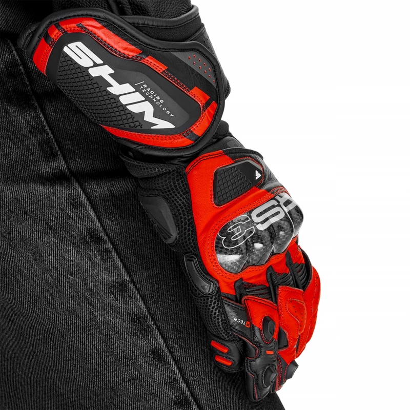 Motorhandschoenen Shima RS-3 fluorescerend rood