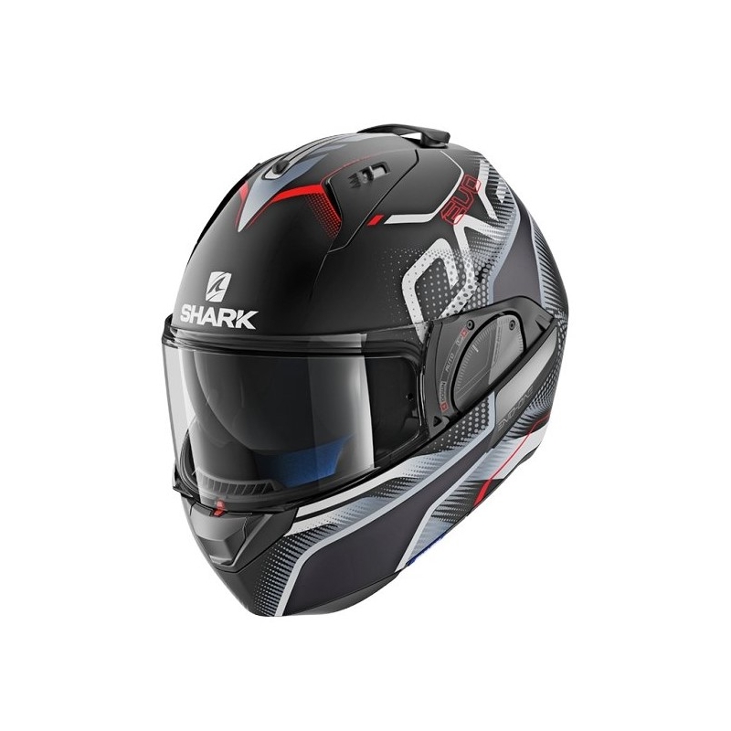 Překlápěcí přilba SHARK EVO-ONE 2 Keenser Mat černo-stříbrno-červená