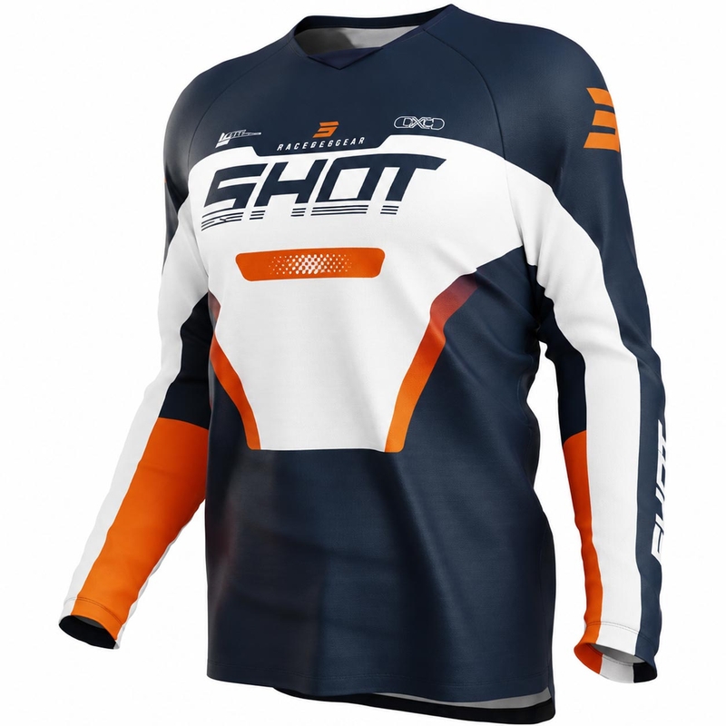 Shot Draw Struck kindermotocrossshirt blauw-oranje