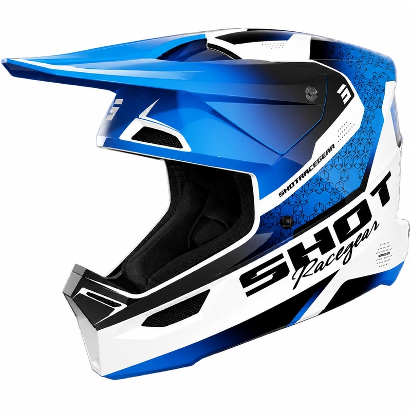 Shot Furious Stream Kids Motocrosshelm Glanzend Blauw