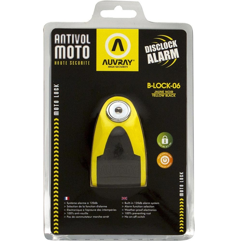 Auvray B-Lock 06 remschijfslot met 120 dB alarm, geel