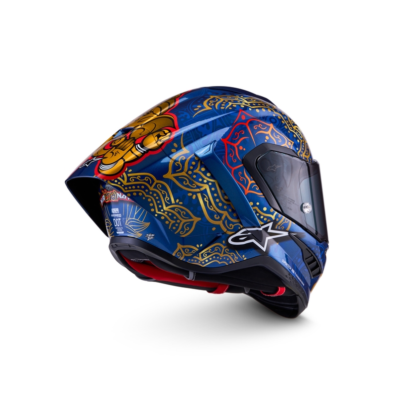 Integraal motorhelm Alpinestars Supertech R10 Marthainator limited edition JORGE MARTIN blauw parelmoer goud rood