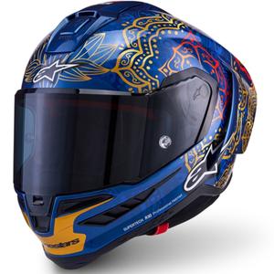 Integraal motorhelm Alpinestars Supertech R10 Marthainator limited edition JORGE MARTIN blauw parelmoer goud rood