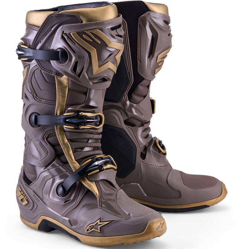 Alpinestars TECH 10 Limited Edition AIR GOLD Motorlaarzen Bruin Goud