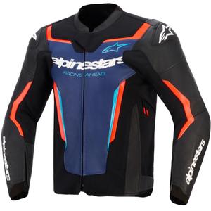 Alpinestars GP Force V2 leren motorjas in zwart-blauw-fluorrood