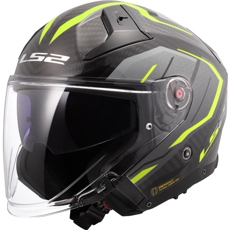 Open motorhelm LS2 OF603 Infinity II C Urus fluo geel