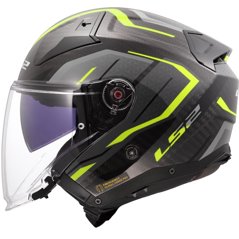Open motorhelm LS2 OF603 Infinity II C Urus fluo geel