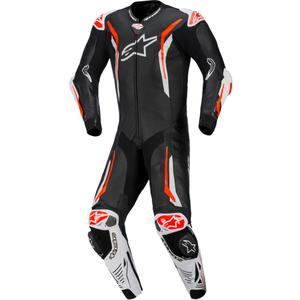 Alpinestars GP TECH V5 eendelig leren motorpak zwart-wit-fluorrood