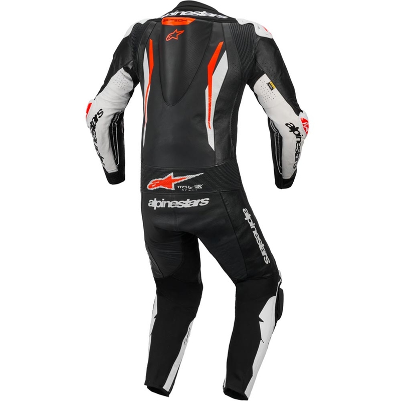 Alpinestars GP TECH V5 eendelig leren motorpak zwart-wit-fluorrood