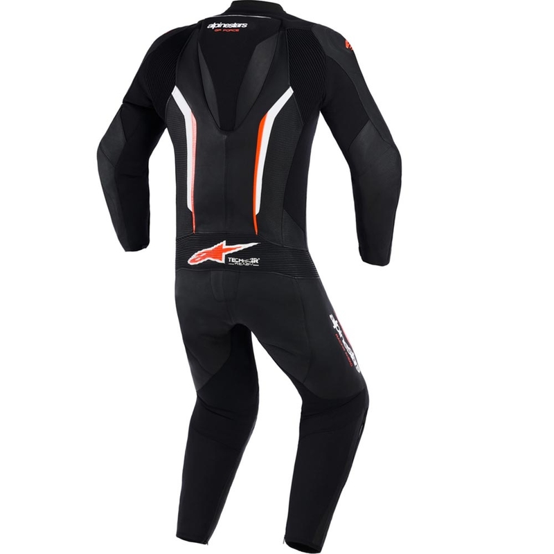 Alpinestars GP FORCE V2 eendelig motorpak in zwart-wit-fluorrood