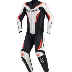 Alpinestars GP FORCE V2 eendelig motorpak in wit-zwart-fluorrood