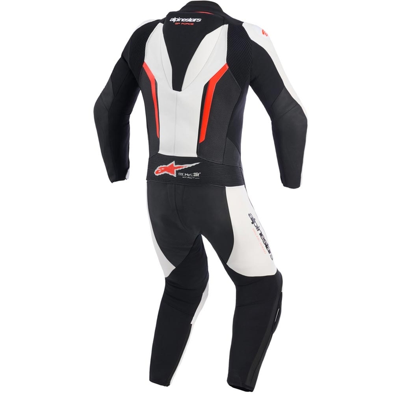 Alpinestars GP FORCE V2 eendelig motorpak in wit-zwart-fluorrood