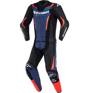 Alpinestars GP Force V2 tweedelig motorpak in zwart-blauw-fluorrood