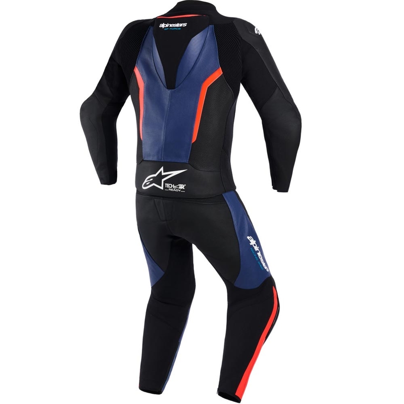 Alpinestars GP Force V2 tweedelig motorpak in zwart-blauw-fluorrood