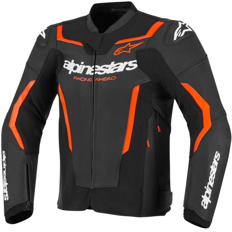Alpinestars GP Force V2 leren motorjas in zwart-fluorescerend rood-wit