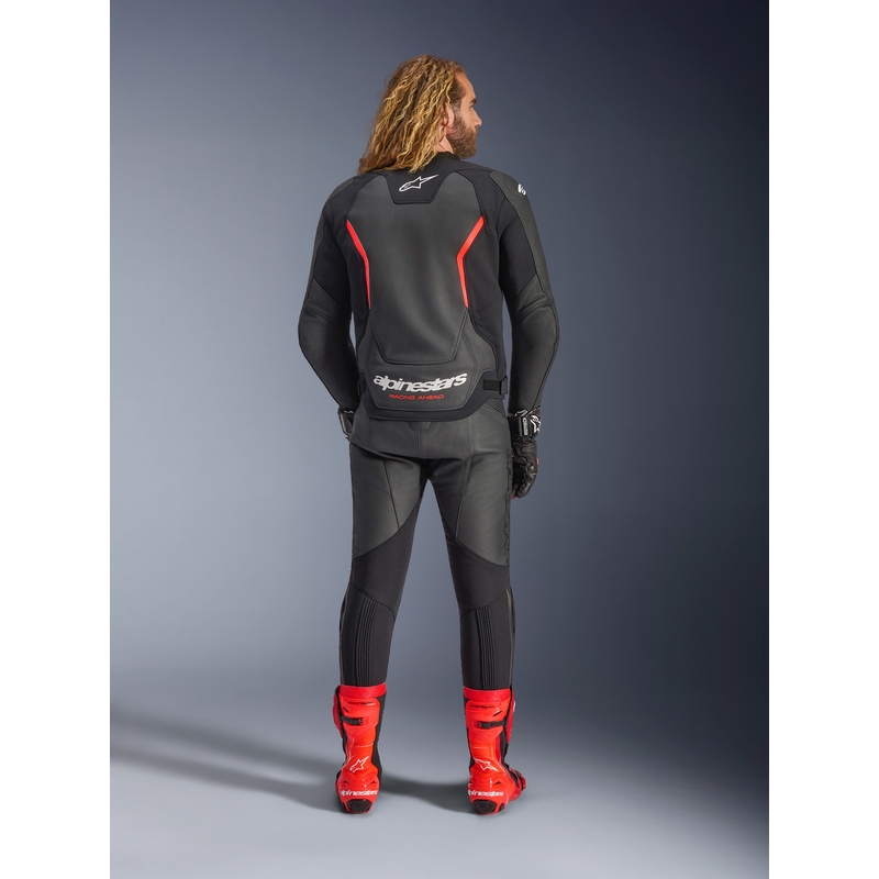 Alpinestars GP Force V2 leren motorjas in zwart-fluorescerend rood-wit