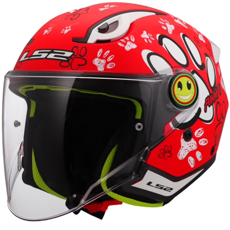 Kindermotorhelm met open gezicht LS2 OF622 Funny II Paws rood