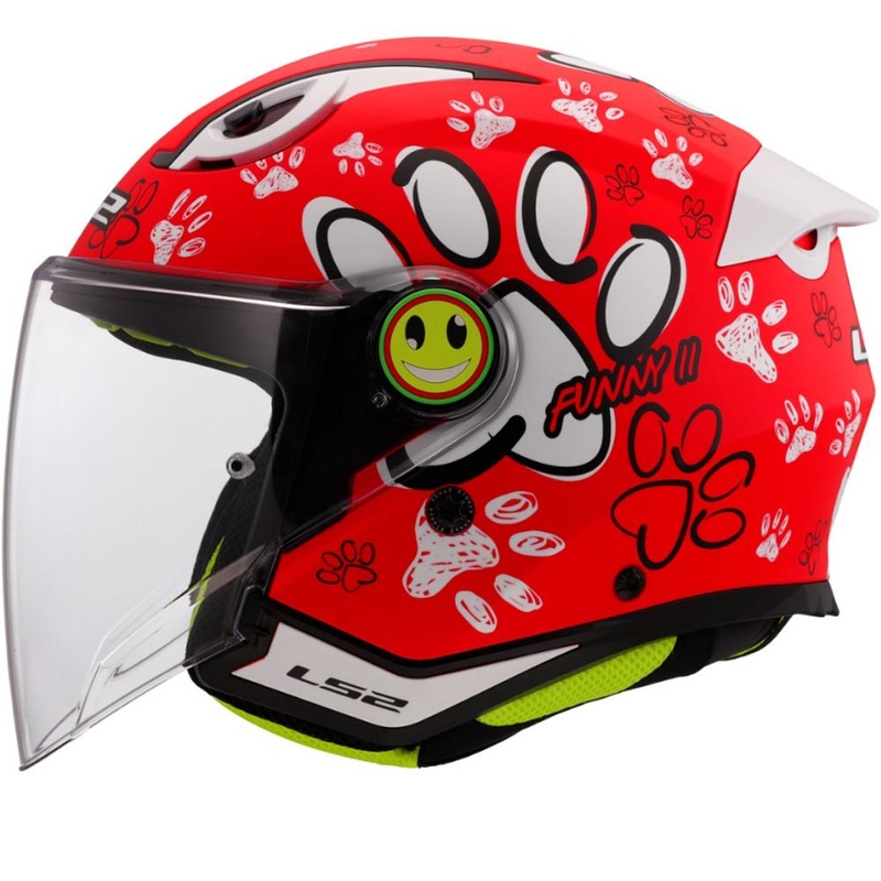 Kindermotorhelm met open gezicht LS2 OF622 Funny II Paws rood