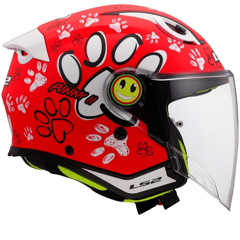 Kindermotorhelm met open gezicht LS2 OF622 Funny II Paws rood