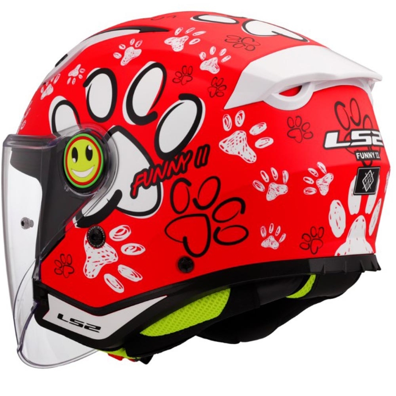 Kindermotorhelm met open gezicht LS2 OF622 Funny II Paws rood