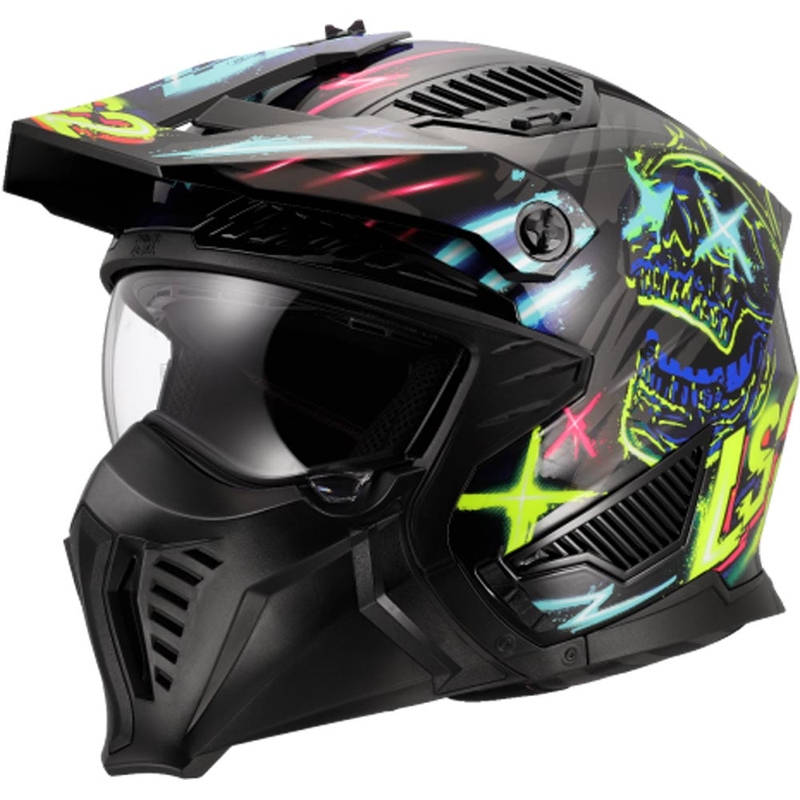 Trial motorhelm LS2 OF606 Drifter Rayz zwart-blauw