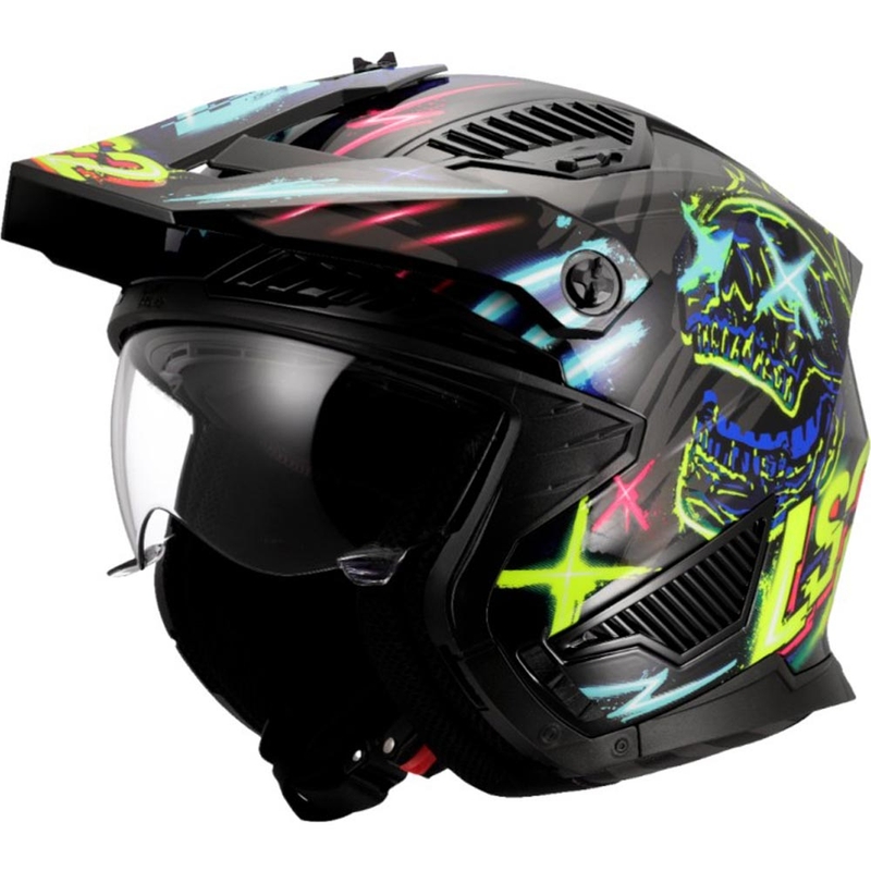 Trial motorhelm LS2 OF606 Drifter Rayz zwart-blauw