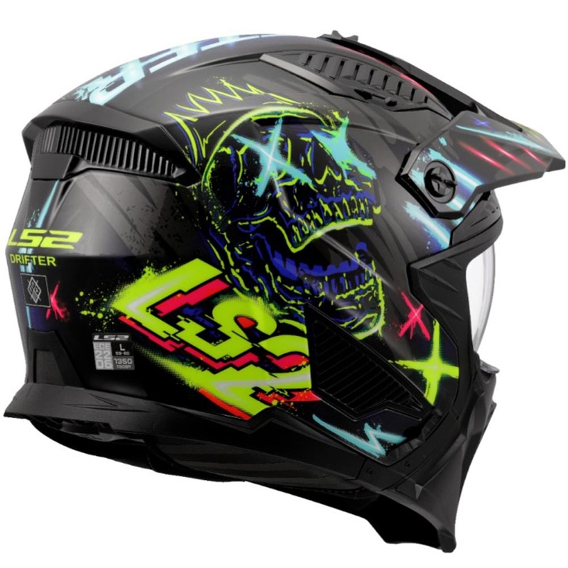 Trial motorhelm LS2 OF606 Drifter Rayz zwart-blauw