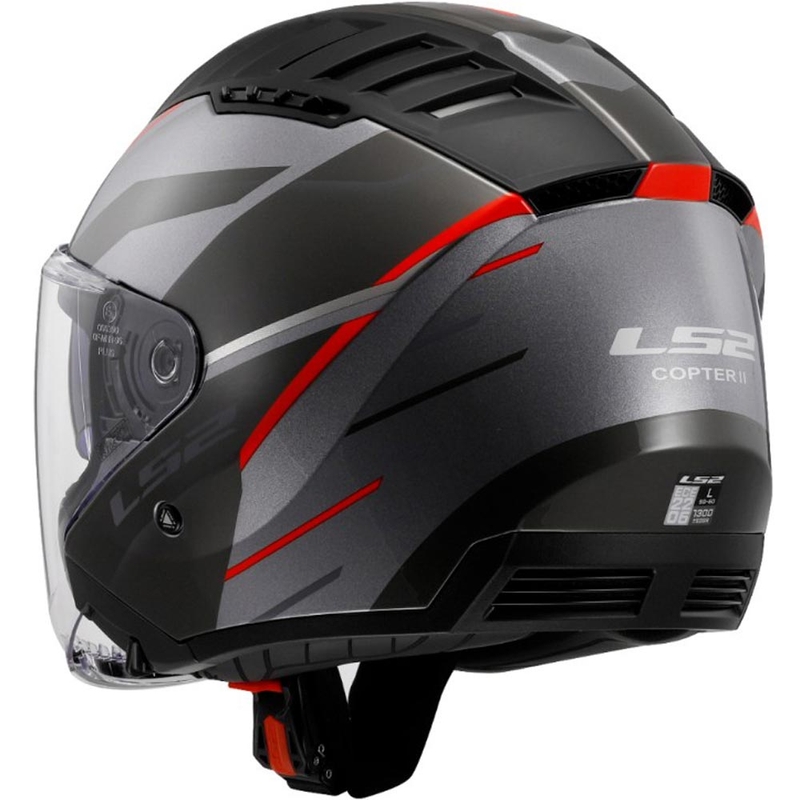 Open motorhelm LS2 OF600 Copter II Diston grijs-rood