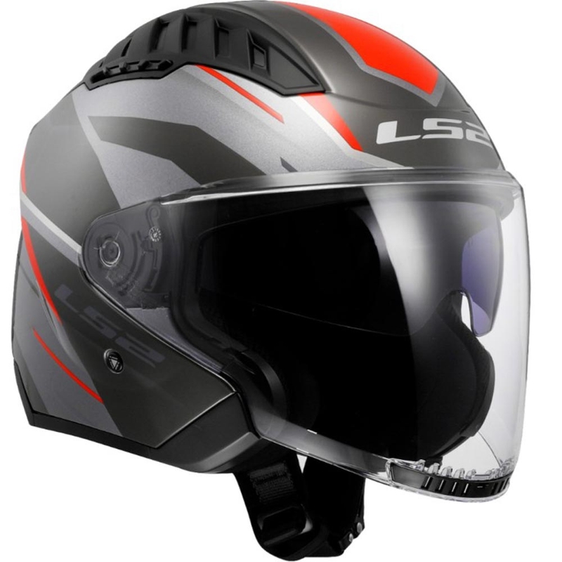 Open motorhelm LS2 OF600 Copter II Diston grijs-rood
