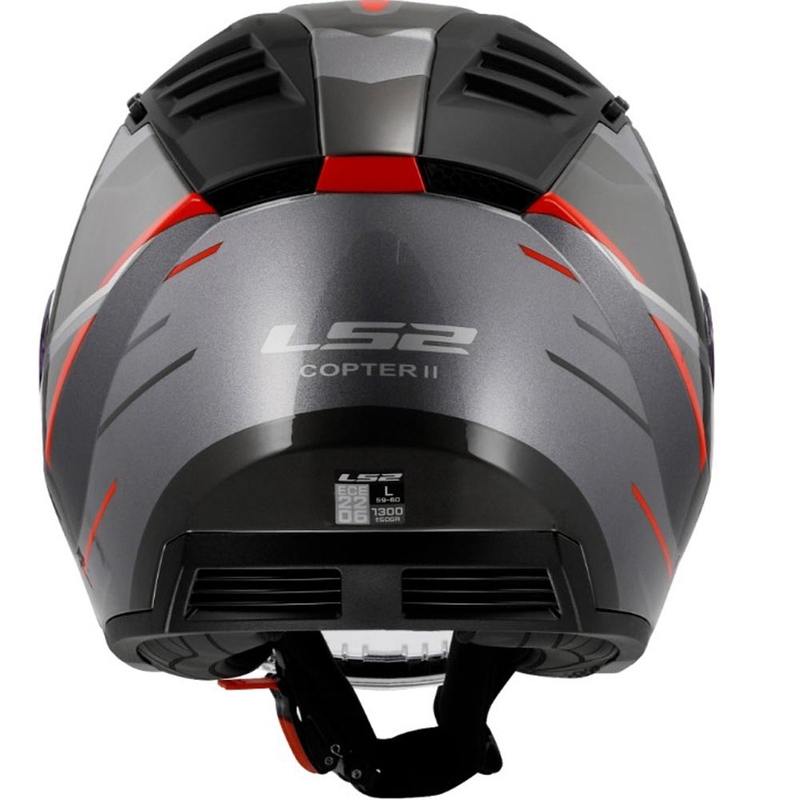 Open motorhelm LS2 OF600 Copter II Diston grijs-rood