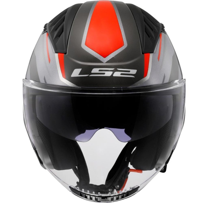 Open motorhelm LS2 OF600 Copter II Diston grijs-rood
