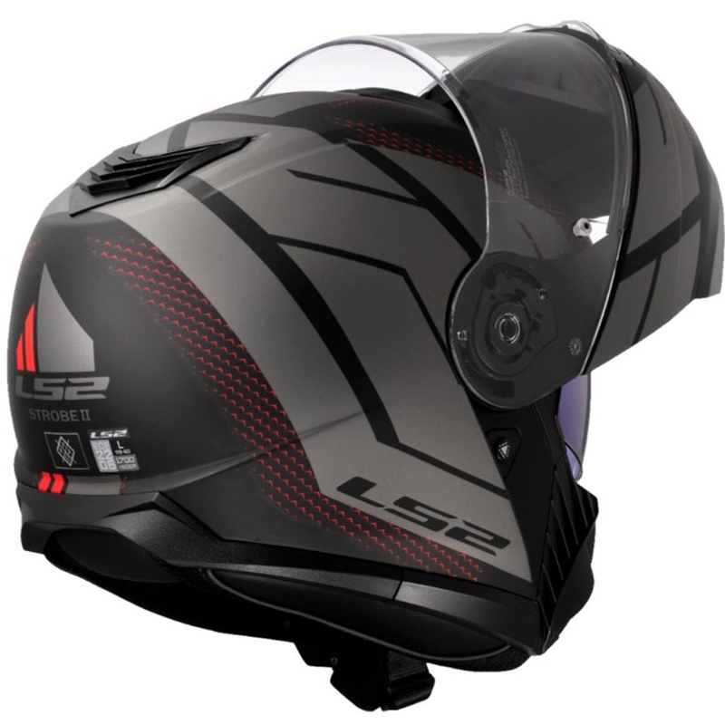 Opklapbare motorhelm LS2 FF908 Strobe II Code zwart-grijs