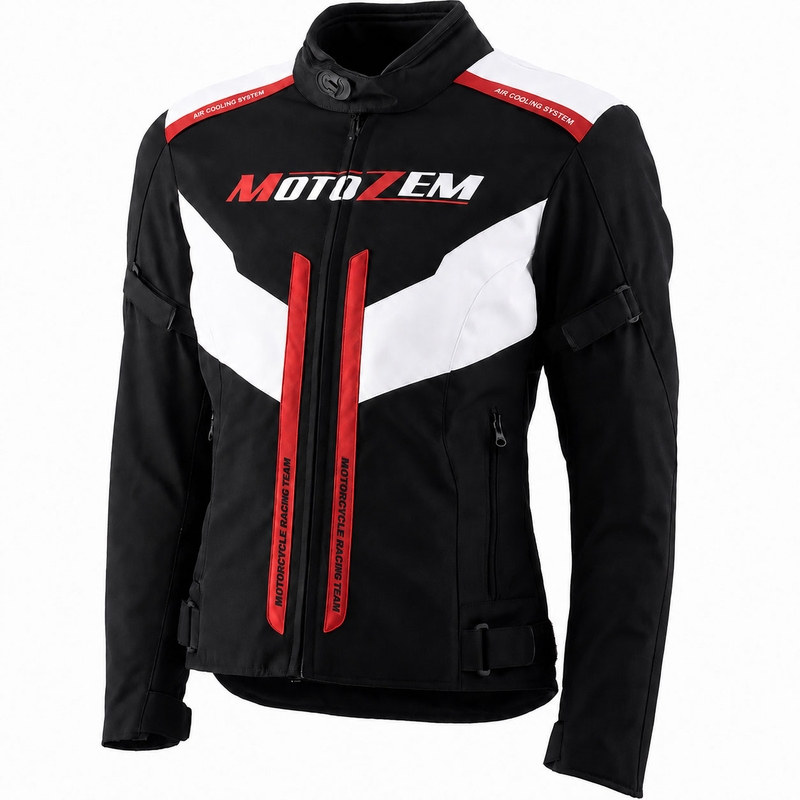 Motozem Team 2 motorjas voor dames, zwart-wit