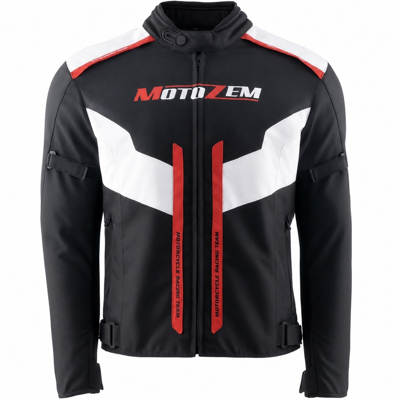 Motozem Team 2 motorjas zwart-wit