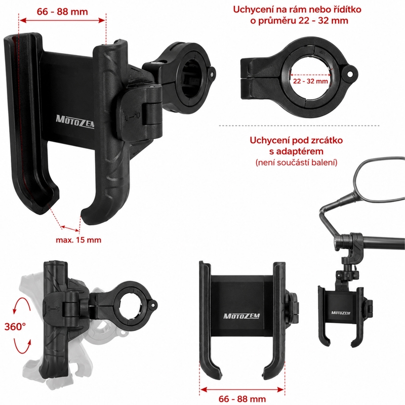 MotoZem ISO telefoonhouder zwart