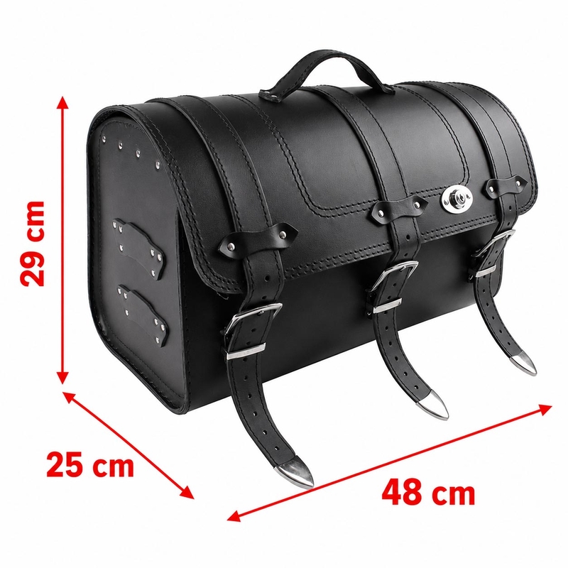 Lederen motorkoffer voor Chopper RSA-131A met slot