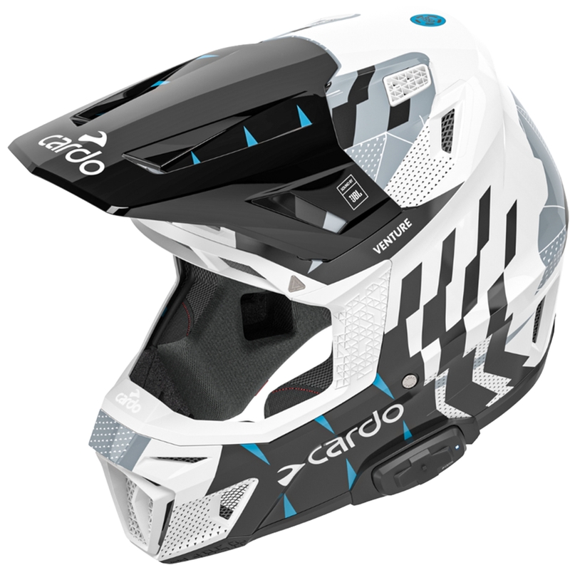 Motocrosshelm met intercom Cardo Venture zwart-wit-grijs