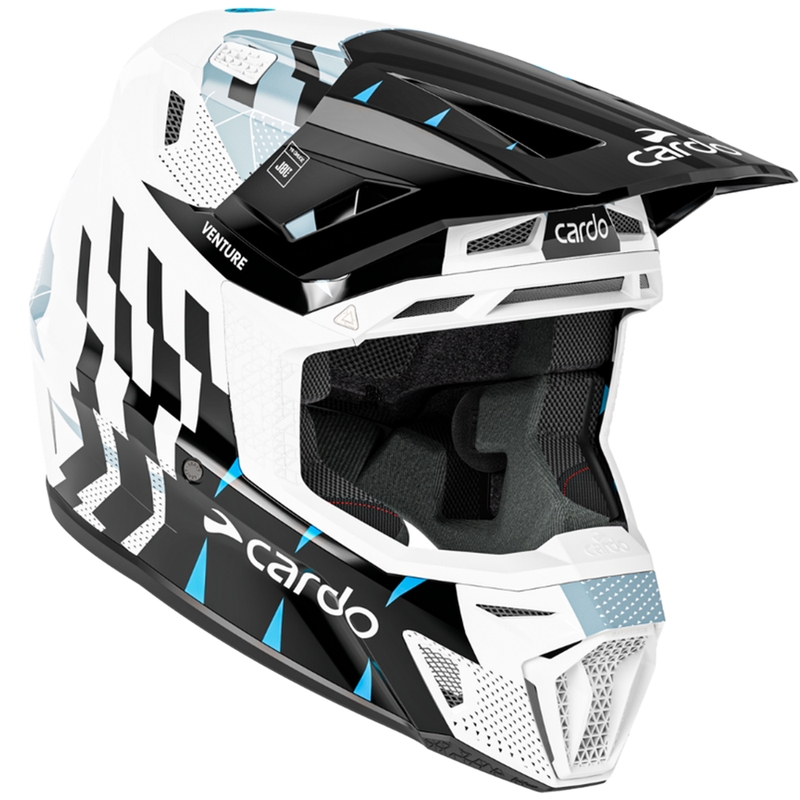 Motocrosshelm met intercom Cardo Venture zwart-wit-grijs