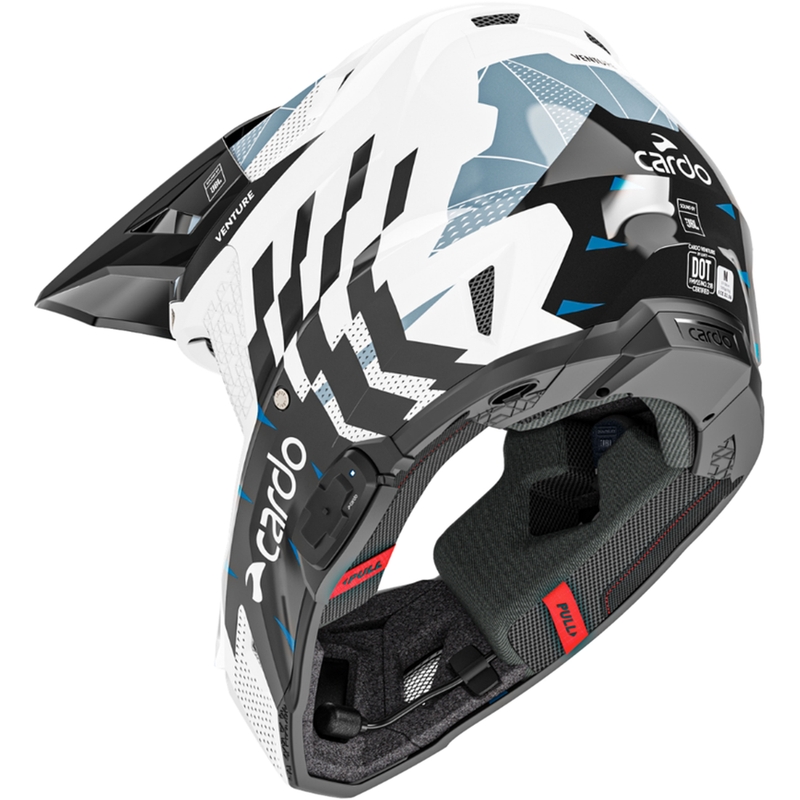 Motocrosshelm met intercom Cardo Venture zwart-wit-grijs