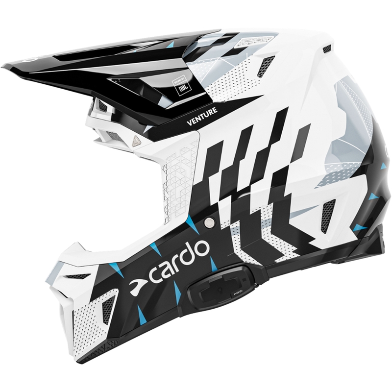 Motocrosshelm met intercom Cardo Venture zwart-wit-grijs